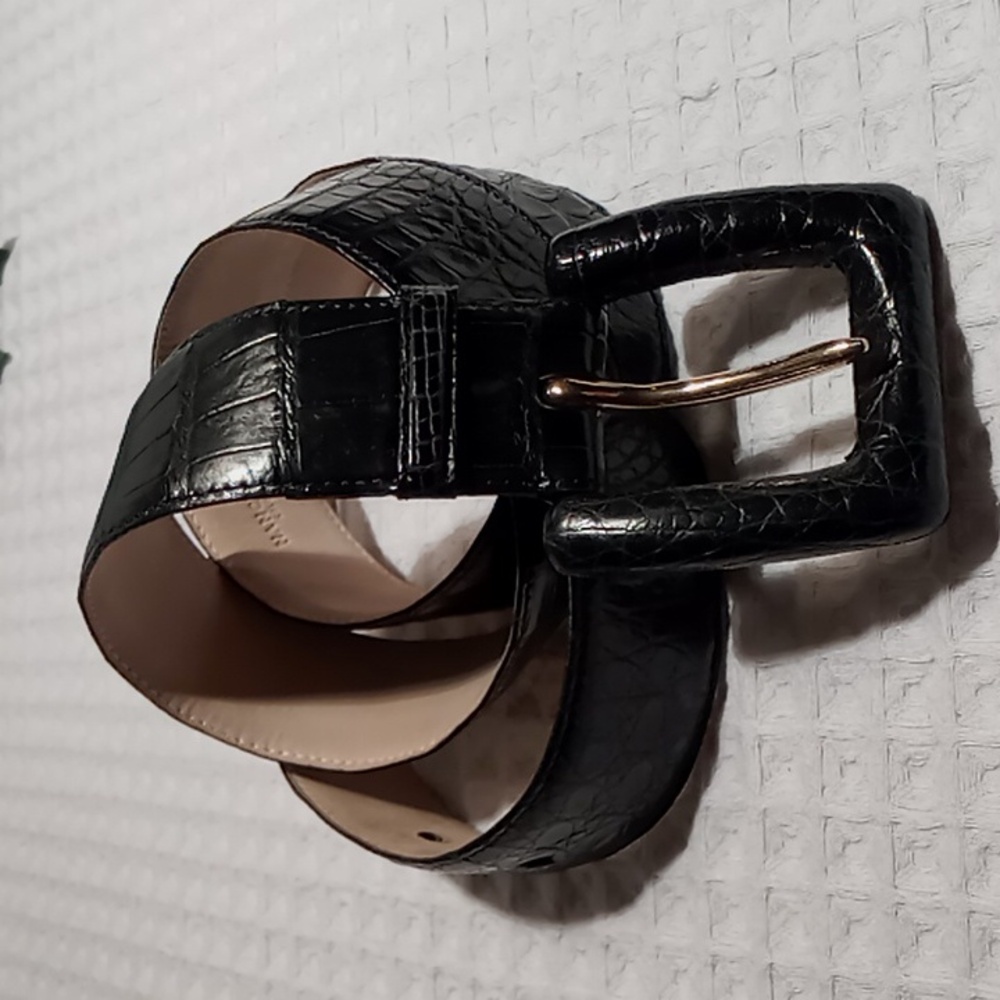 Nancy Gonzalez Black Crocodile Belt Square Buckle Size Large - Picture 12 of 14